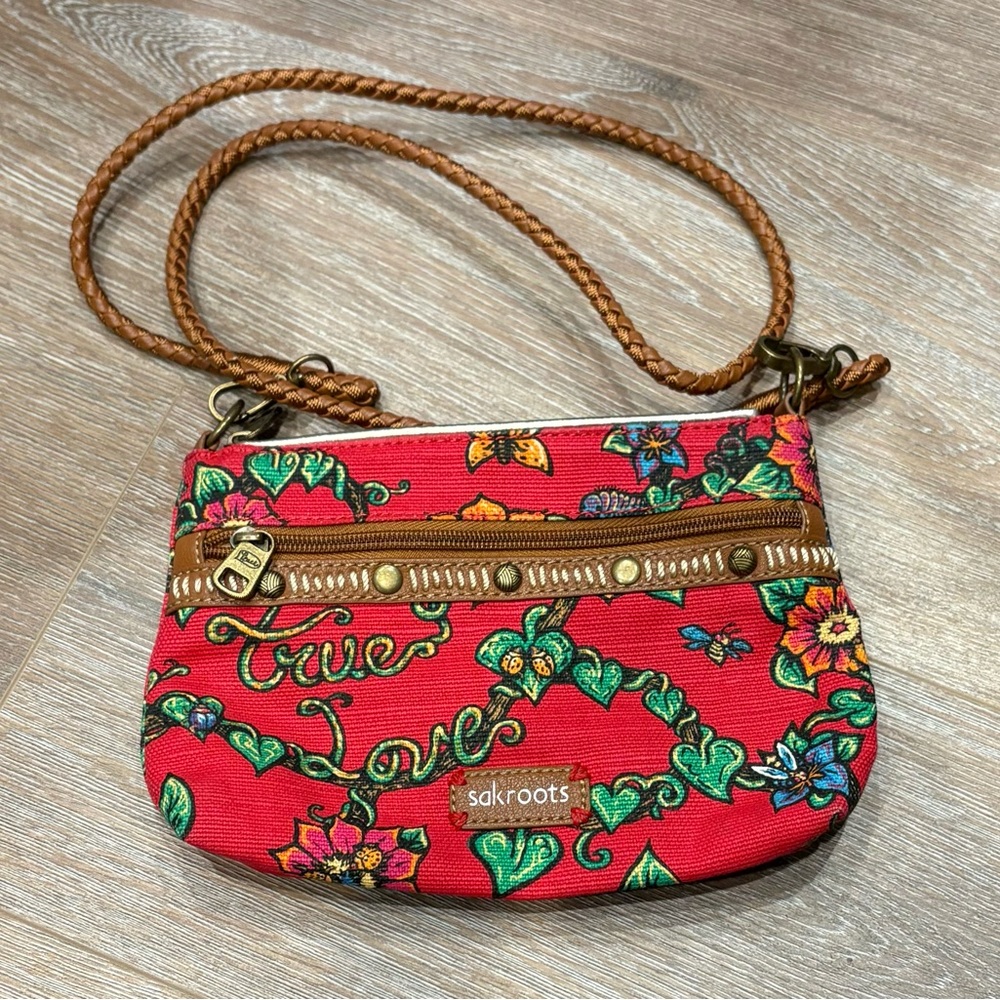 Sakroots Red Floral Crossbody Purse
